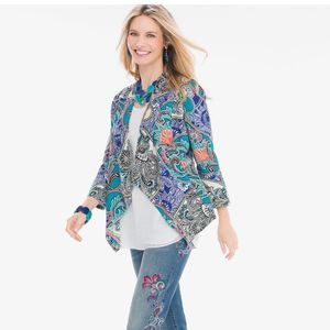 🎉H/P🥳1/10 BIG,TALL,& PLUS POSH PARTY •CHICOS•PAISLEY LINEN DRAPE JACKET